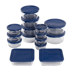Anchor Hocking Glass Food Storage Containers with Lids, 30 Piece Set Anchor Hocking Glass Food Storage Containers with Lids, 30 Piece Set