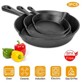 3Pcs Pre-Seasoned Cast Iron Skillet Set 6/8/10in Non-Stick Oven Safe Cookware Heat-Resistant Frying Pan 3Pcs Pre-Seasoned Cast Iron Skillet Set 6/8/10in Non-Stick Oven Safe Cookware Heat-Resistant Frying Pan